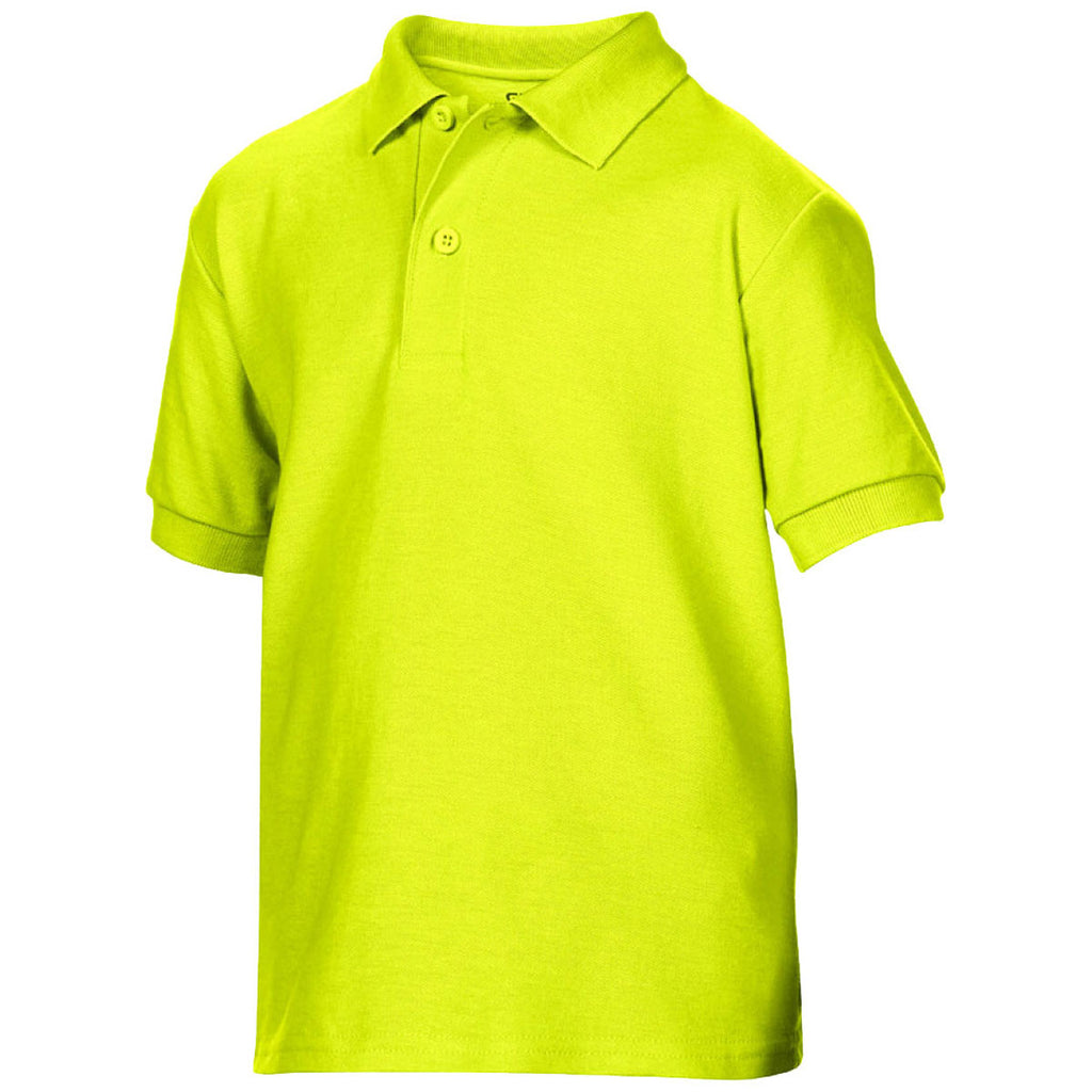 Gildan Youth Safety Green DryBlend Double Pique Polo Shirt