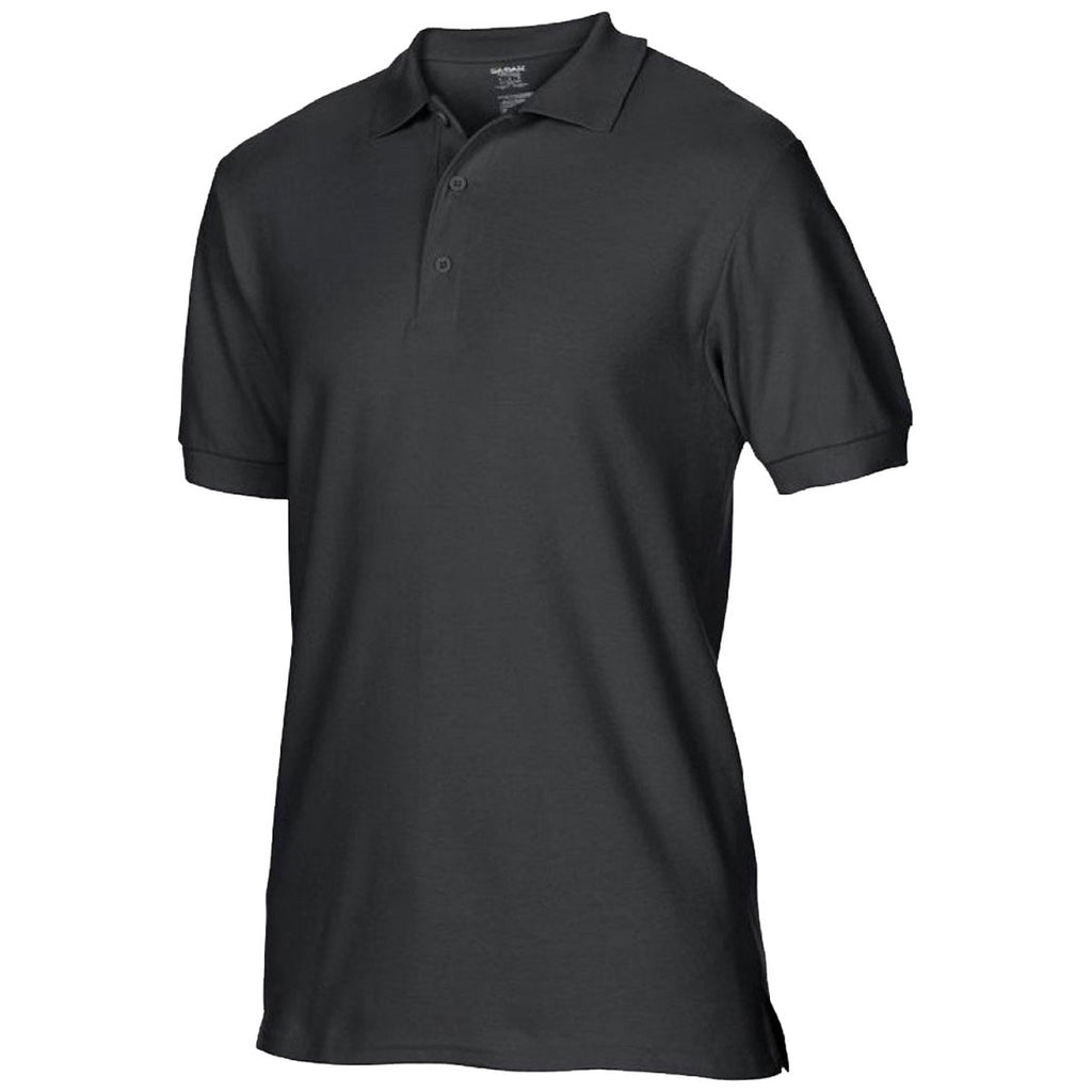 Gildan Men's Black Premium Cotton Double Pique Polo Shirt