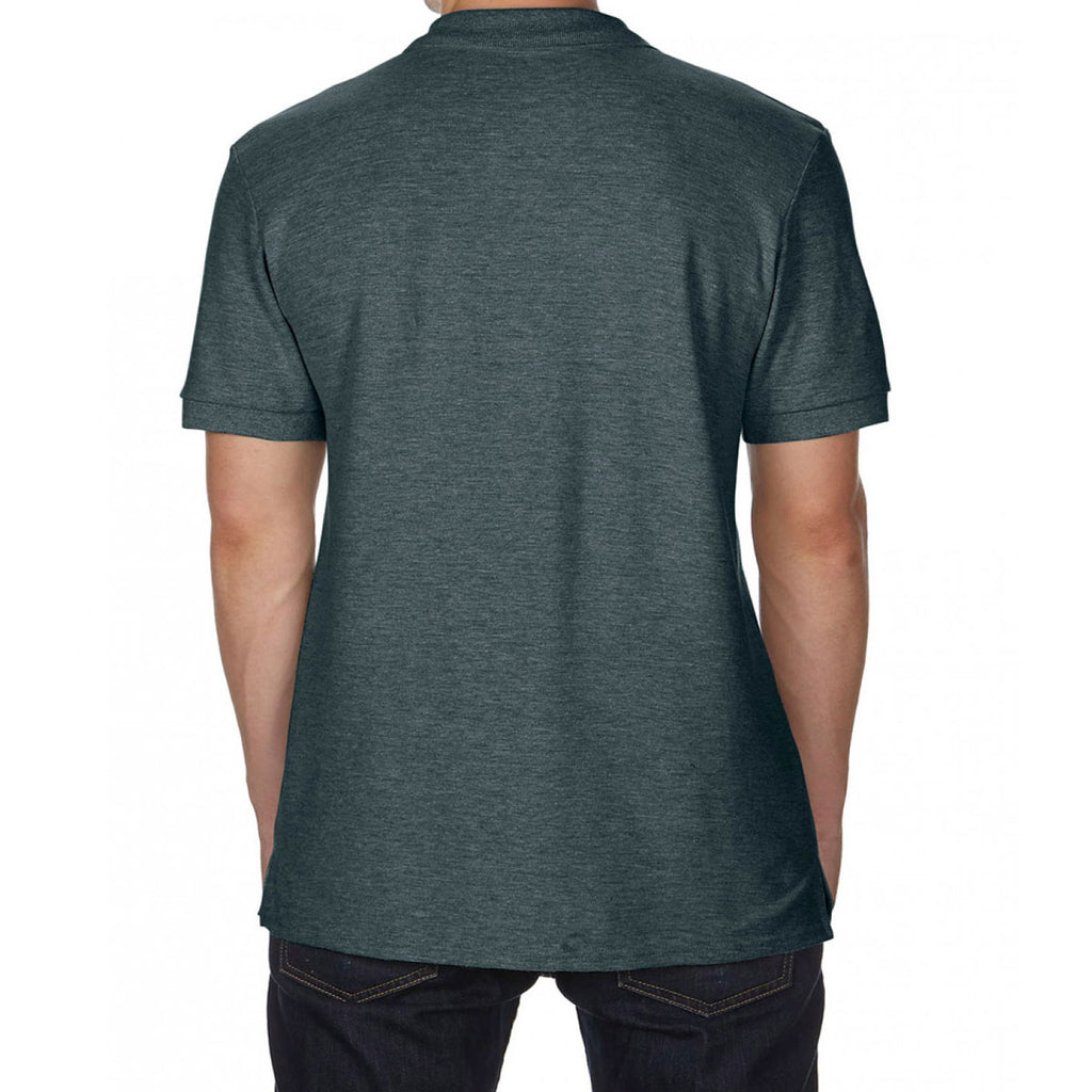 Gildan Men's Dark Heather Premium Cotton Double Pique Polo Shirt