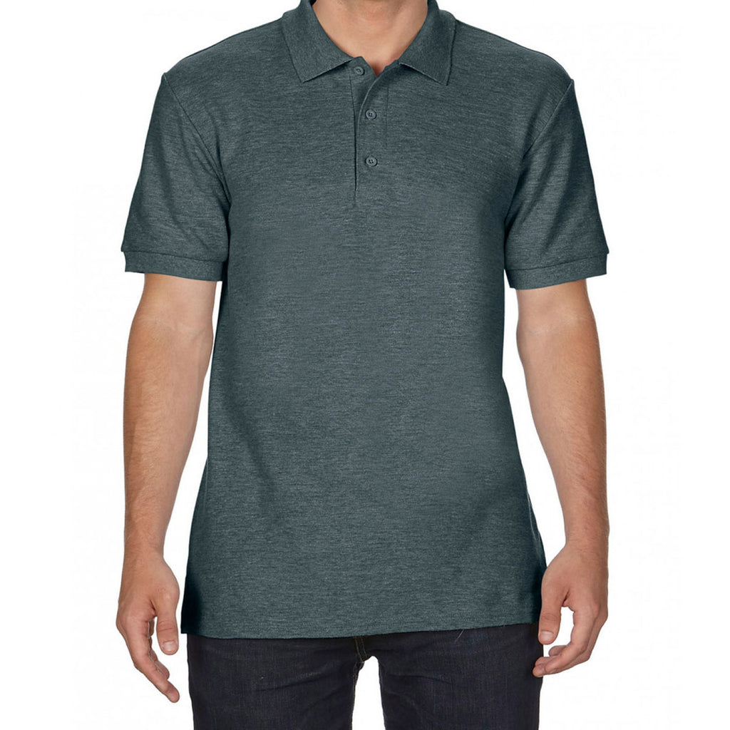 Gildan Men's Dark Heather Premium Cotton Double Pique Polo Shirt