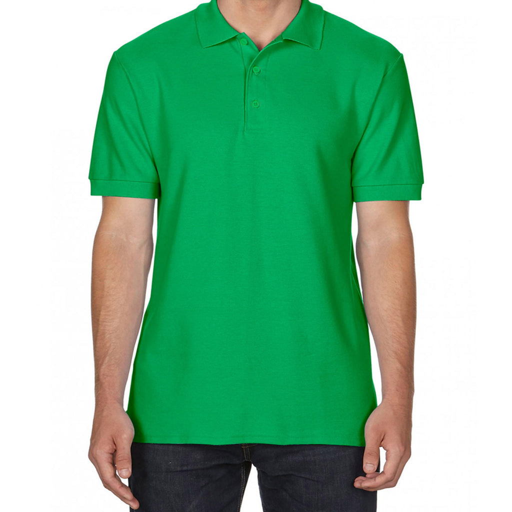 Gildan Men's Irish Green Premium Cotton Double Pique Polo Shirt