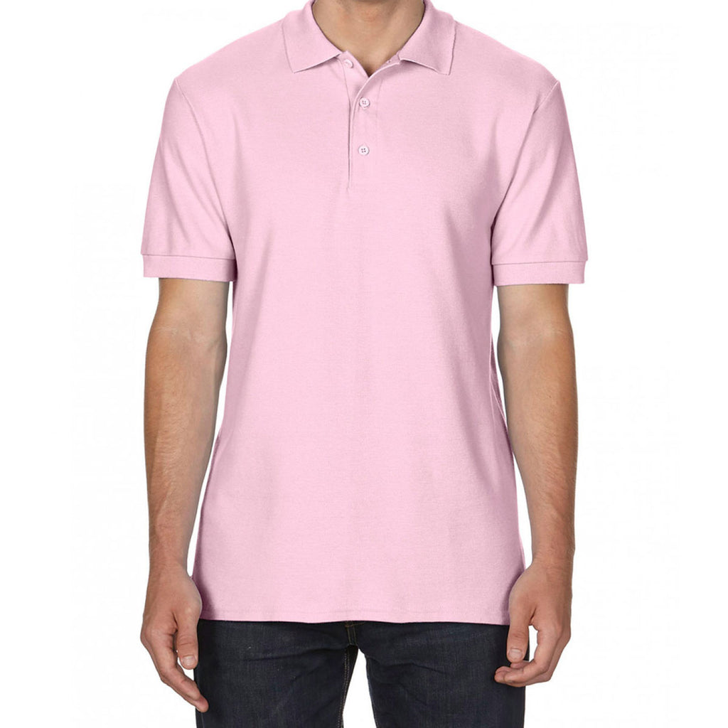 Gildan Men's Light Pink Premium Cotton Double Pique Polo Shirt