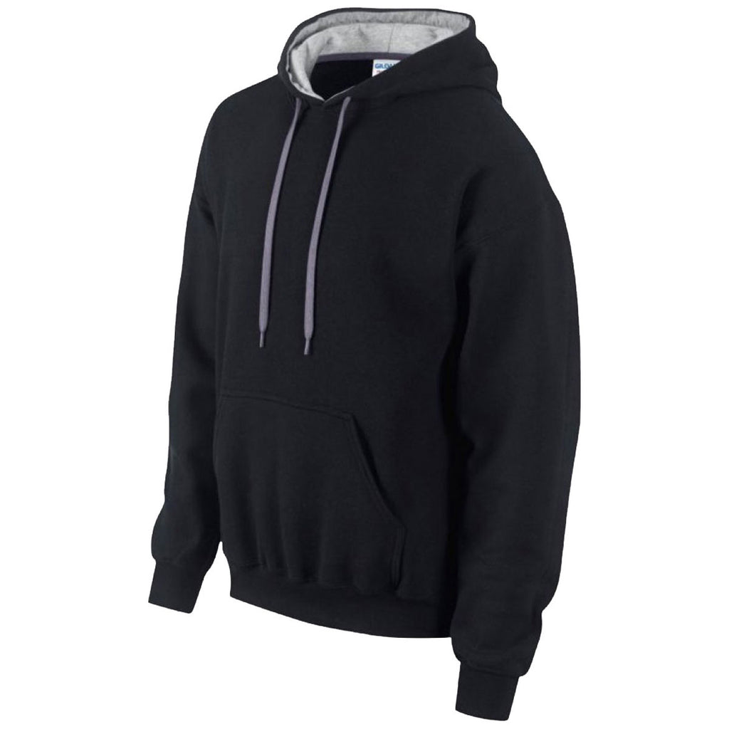 Gildan Men's Black/Sport Grey Heavy Blend Contrast Hooded Sweatshirt