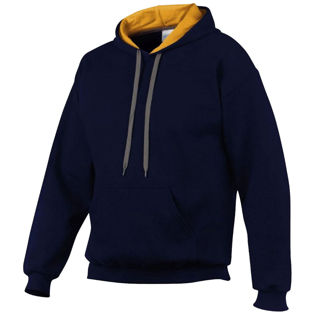 Gildan Men's Navy/Gold Heavy Blend Contrast Hooded Sweatshirt