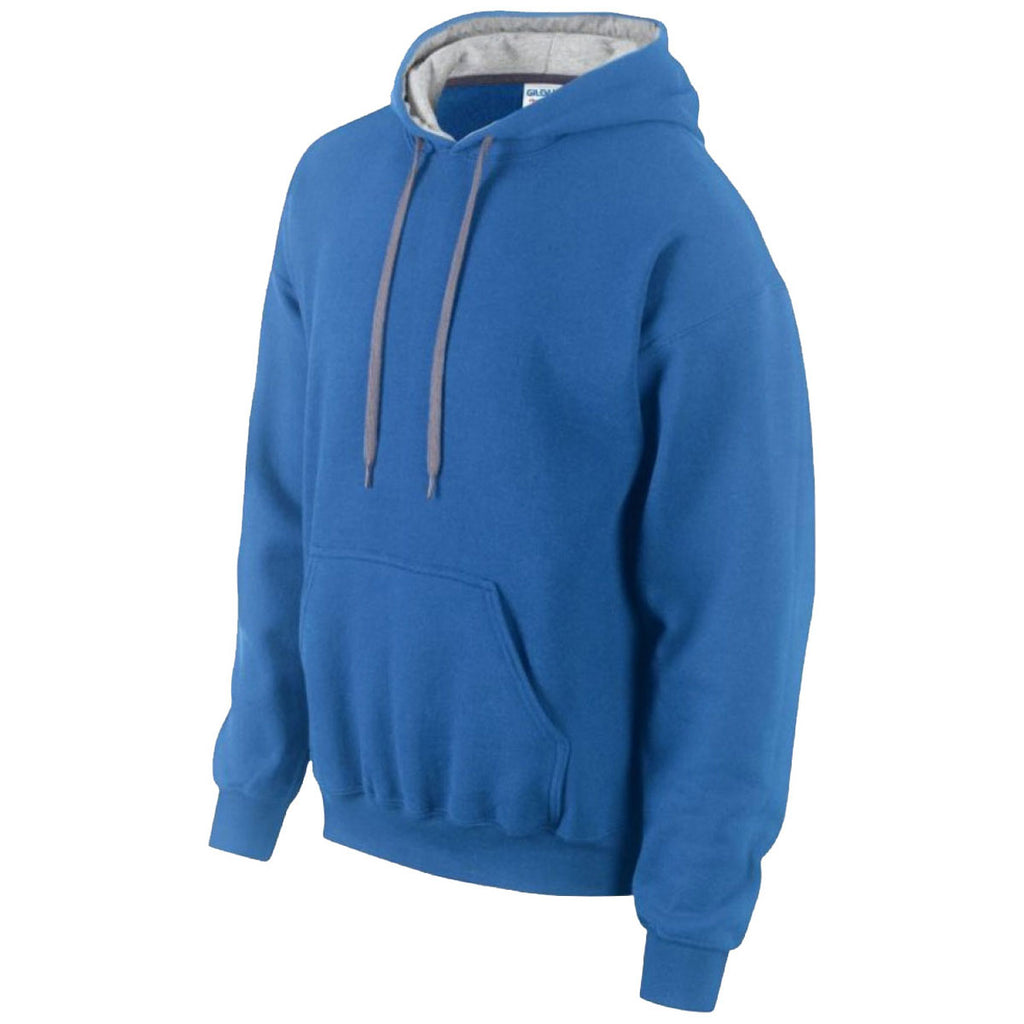 Gildan Men's Royal/Sport Grey Heavy Blend Contrast Hooded Sweatshirt