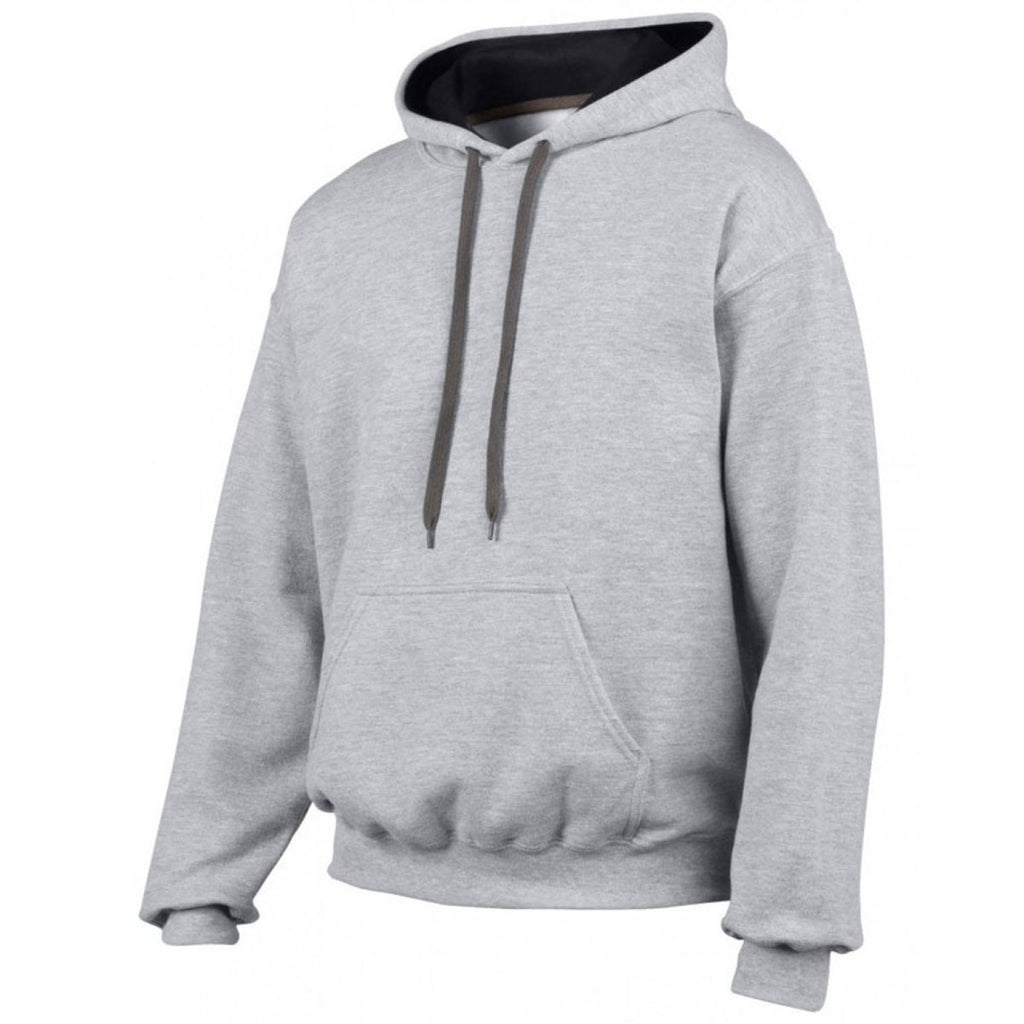 Gildan Men's Sport Grey/Black Heavy Blend Contrast Hooded Sweatshirt
