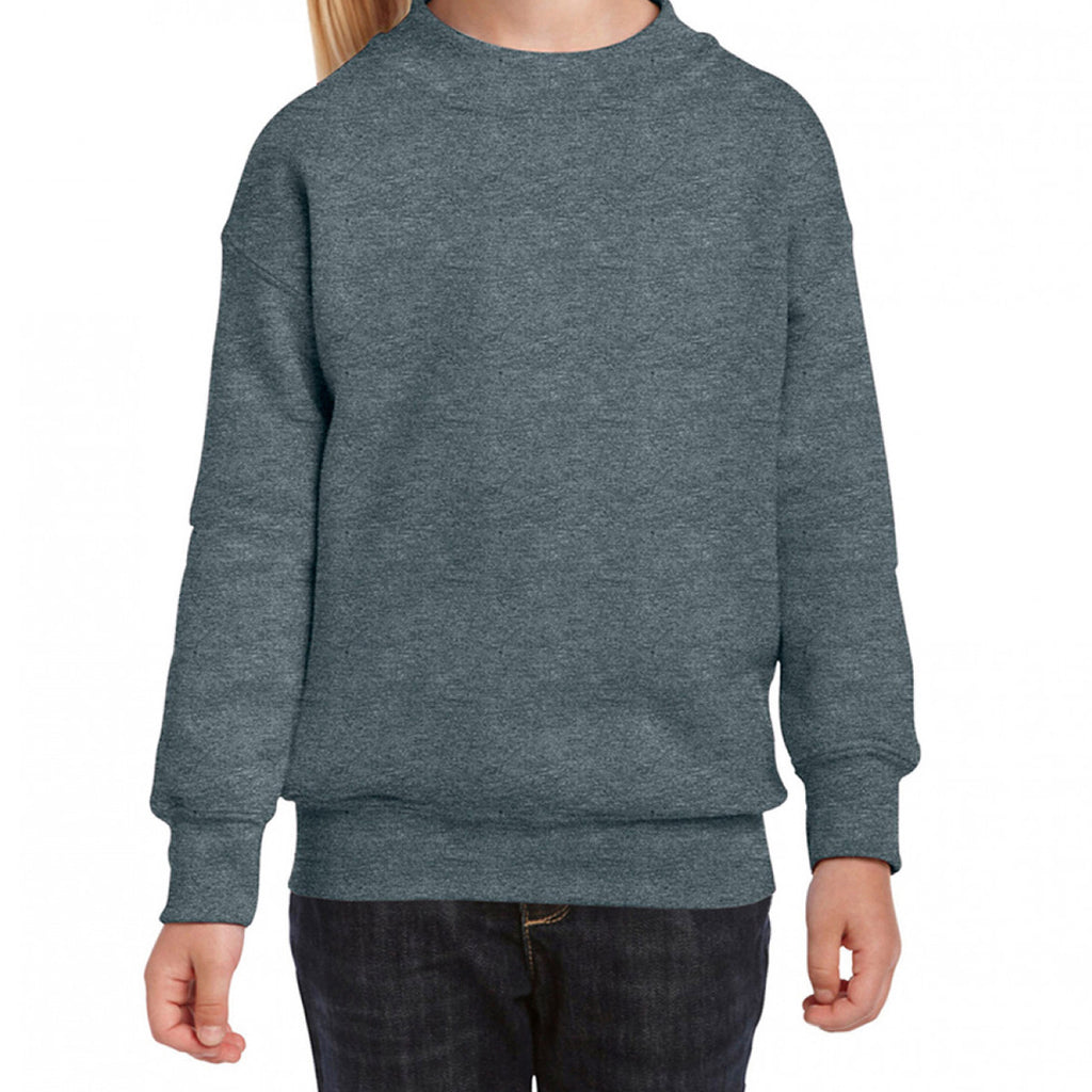 Gildan Youth Dark Heather Heavy Blend Drop Shoulder Sweatshirt