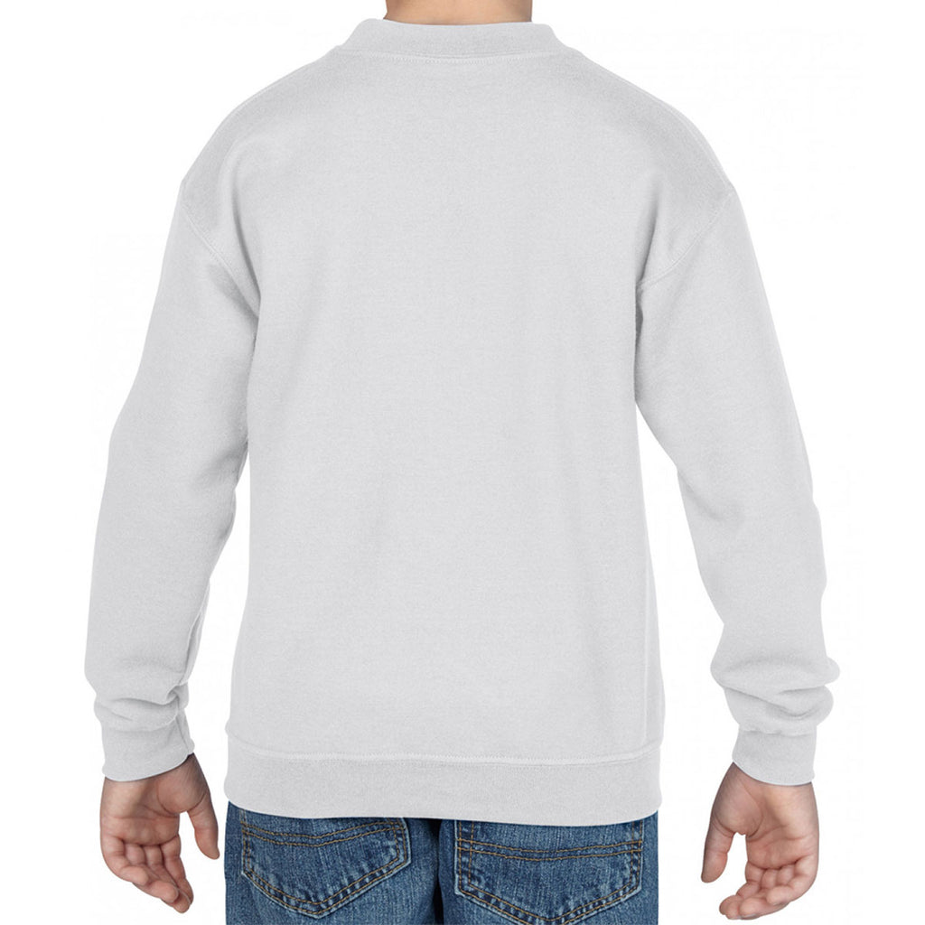 Gildan Youth White Heavy Blend Drop Shoulder Sweatshirt