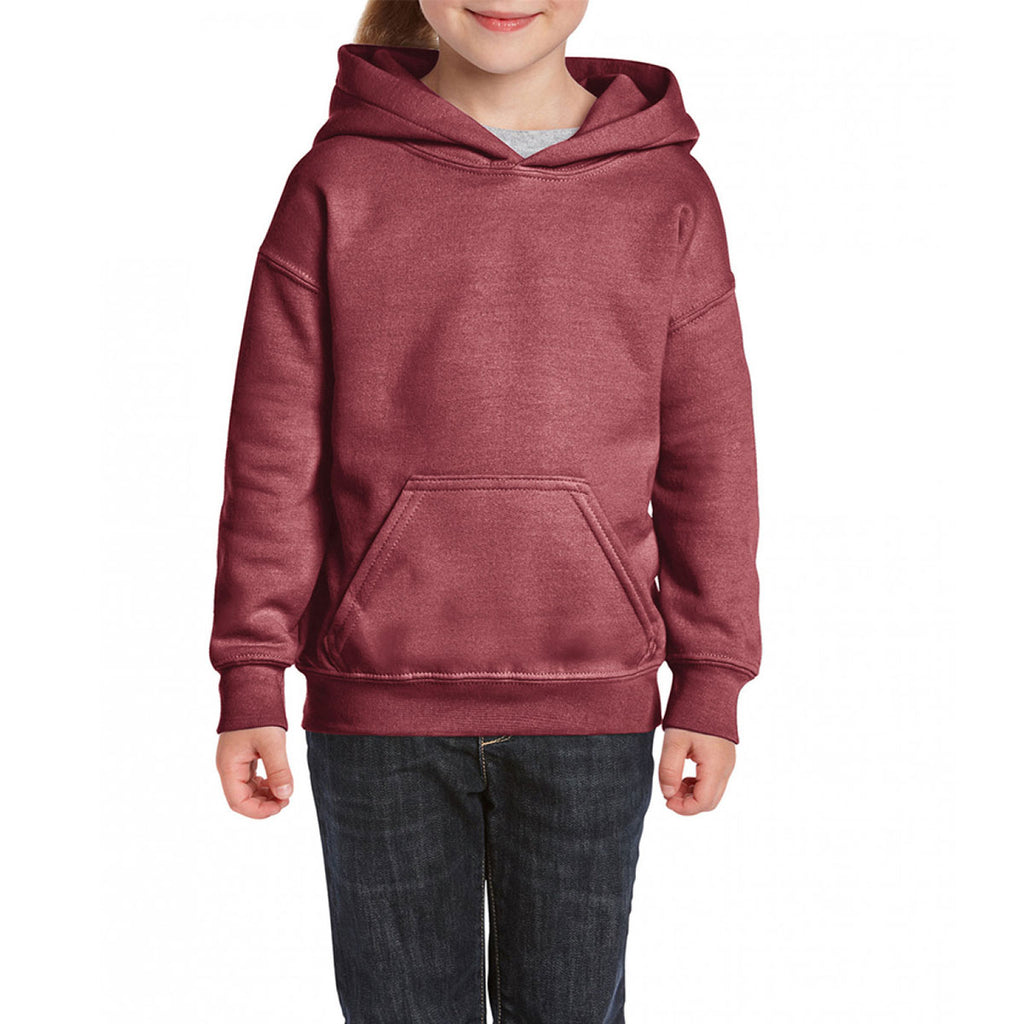 Gildan Youth Heather Sport Dark Maroon Heavy Blend Hooded Sweatshirt