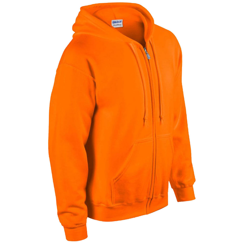 Gildan Men's Safety Orange Heavy Blend Zip Hooded Sweatshirt