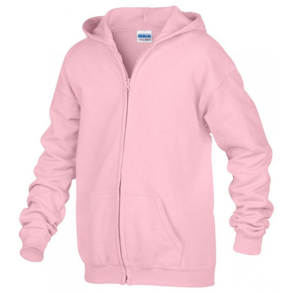 Gildan Youth Light Pink Heavy Blend Zip Hooded Sweatshirt