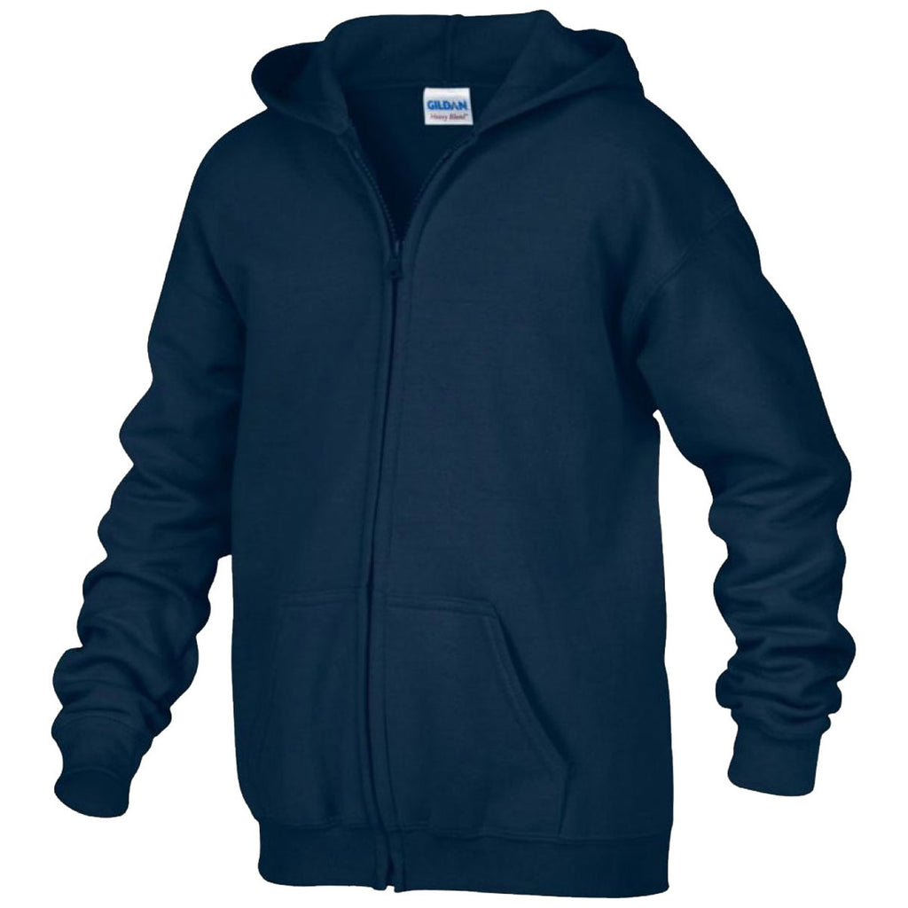 Gildan Youth Navy Heavy Blend Zip Hooded Sweatshirt