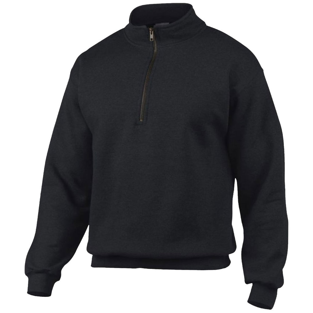 Gildan Men's Black Heavy Blend Vintage Zip Neck Sweatshirt