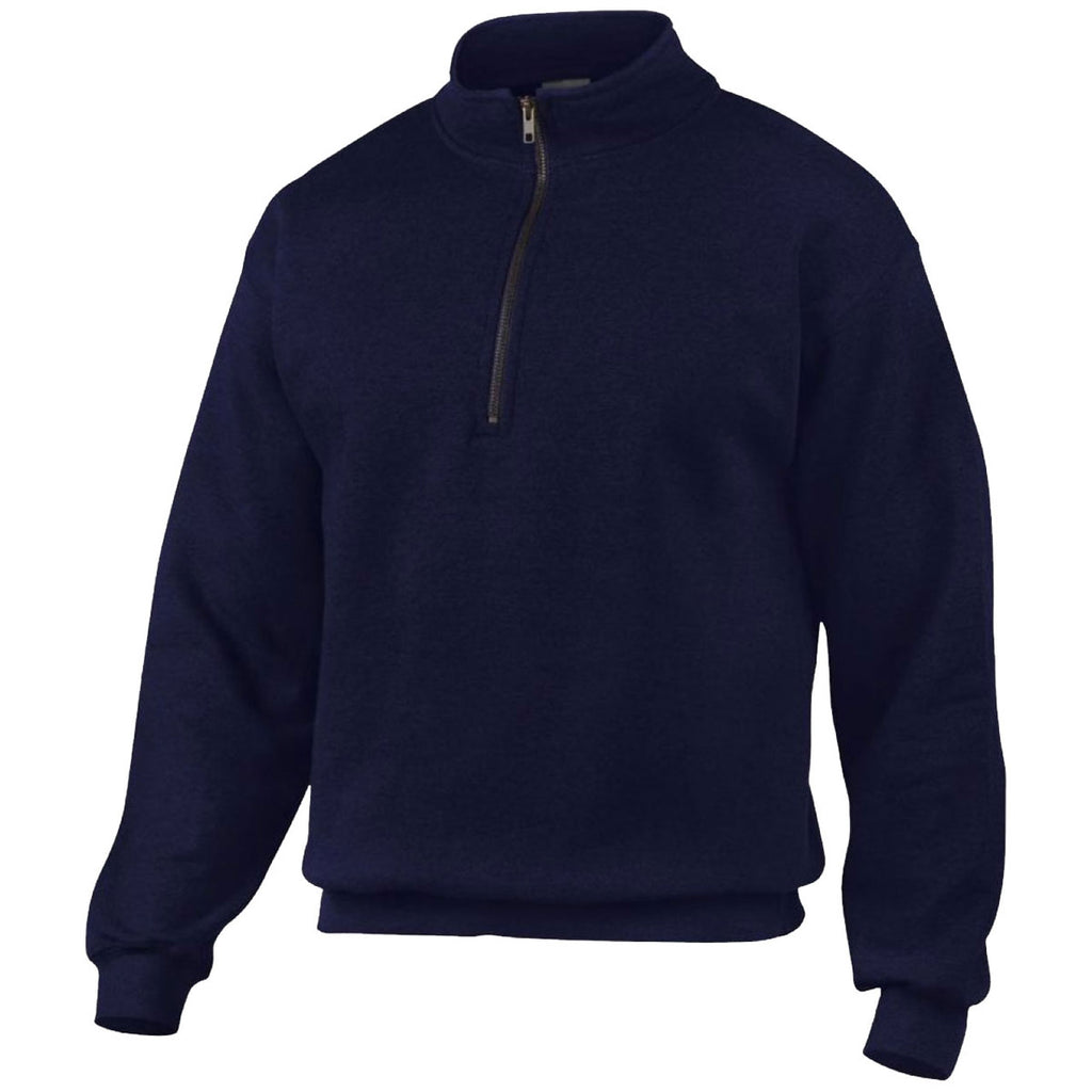 Gildan Men's Navy Heavy Blend Vintage Zip Neck Sweatshirt