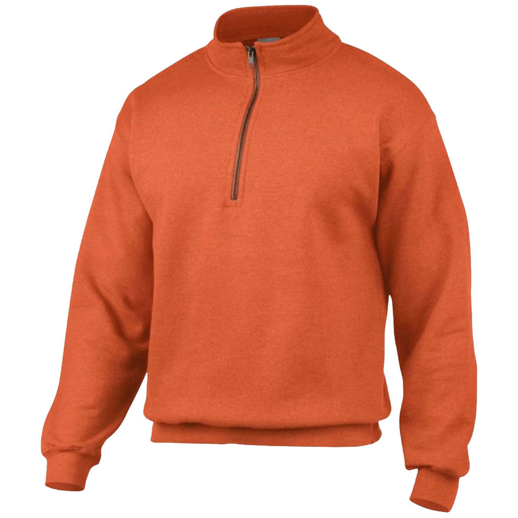 Gildan Men's Orange Heavy Blend Vintage Zip Neck Sweatshirt