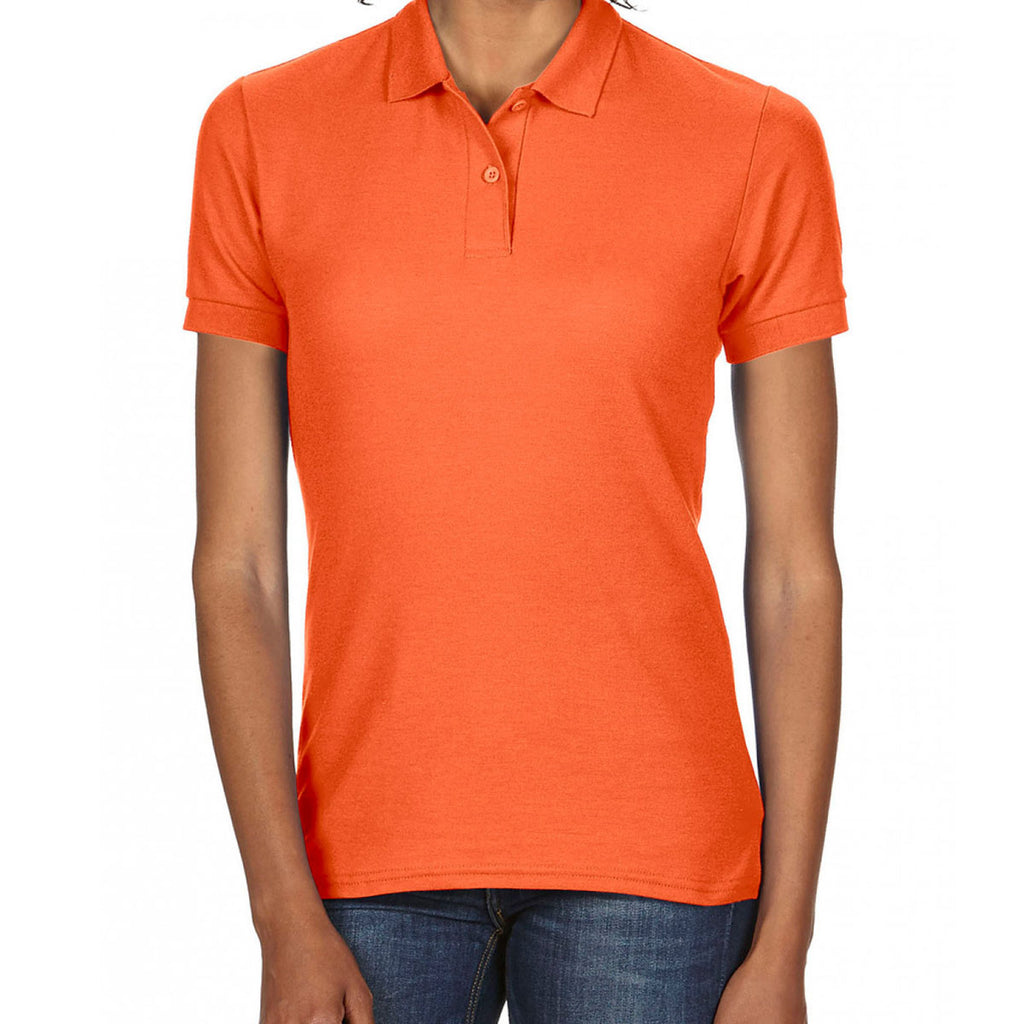 Gildan Women's Orange DryBlend Double Pique Polo Shirt