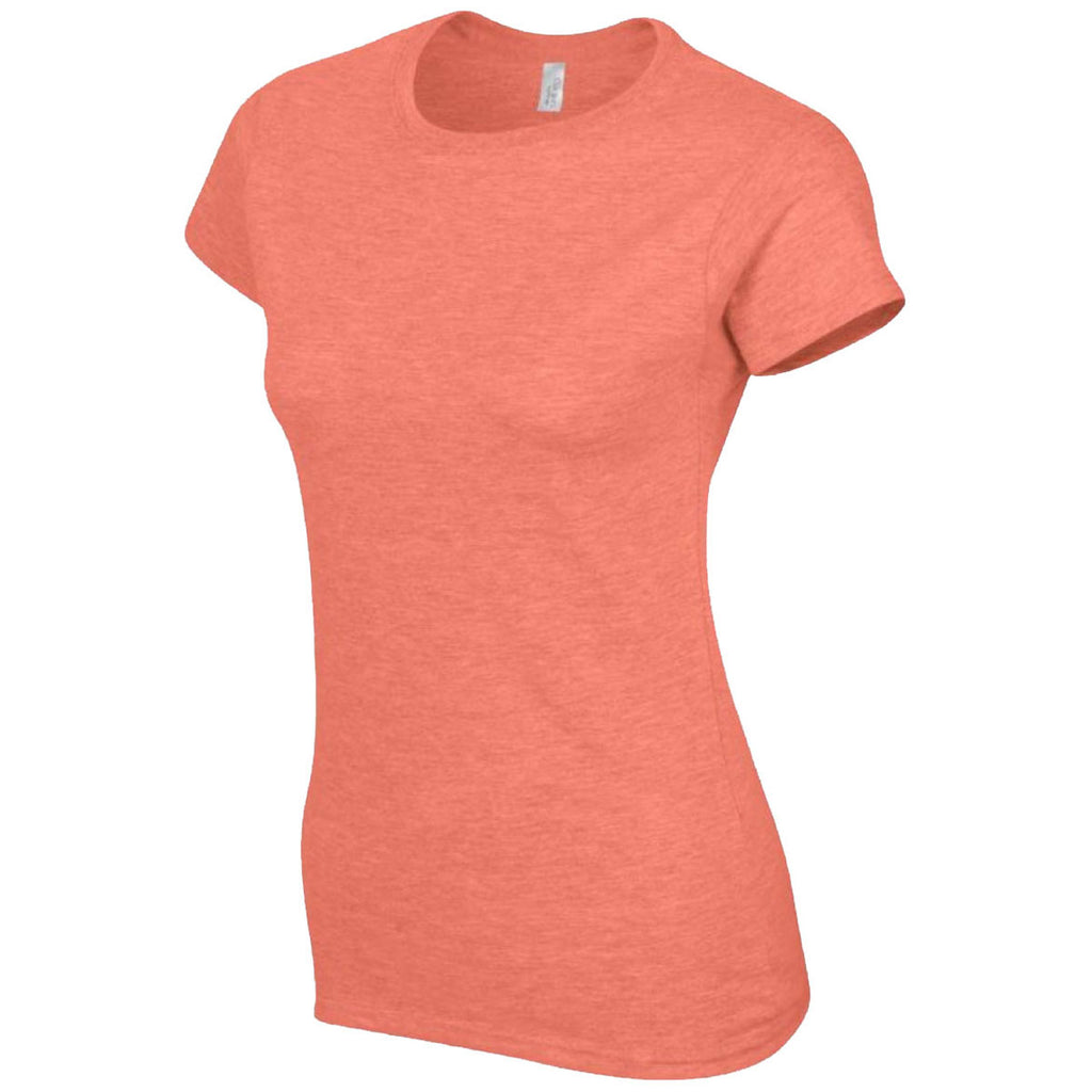 Gildan Women's Heather Orange SoftStyle Fitted Ringspun T-Shirt