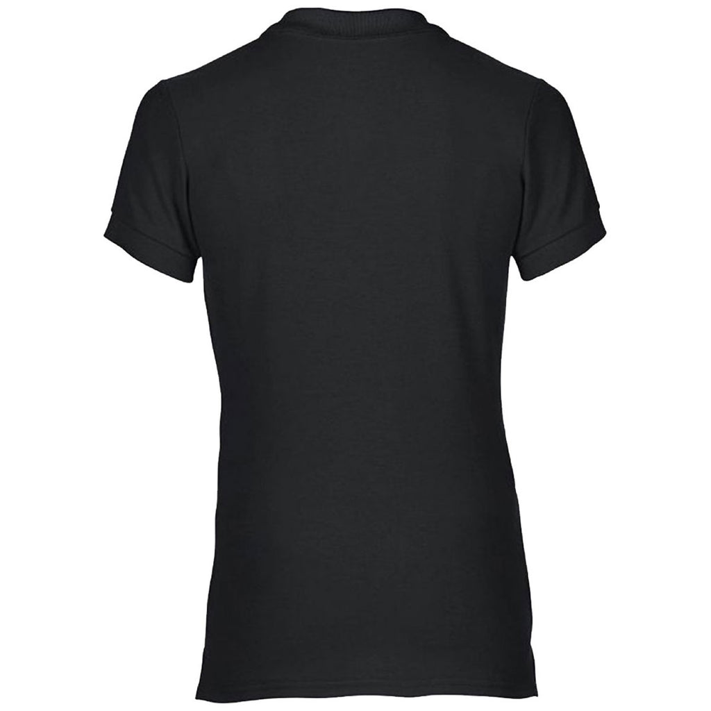Gildan Women's Black Premium Cotton Double Pique Polo Shirt