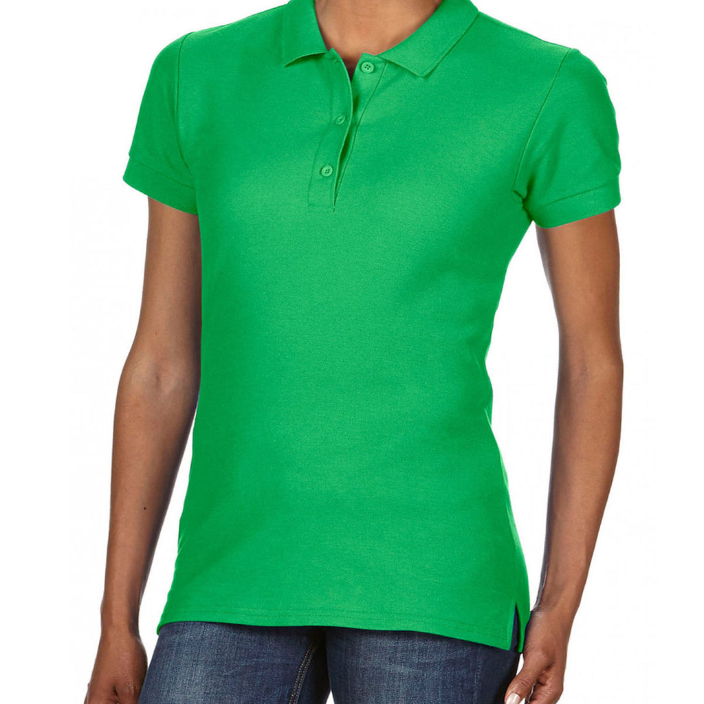 Gildan Women's Irish Green Premium Cotton Double Pique Polo Shirt