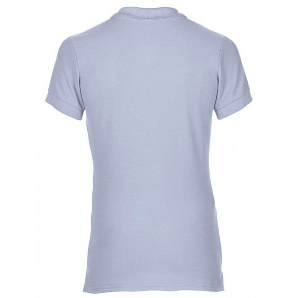 Gildan Women's Light Blue Premium Cotton Double Pique Polo Shirt