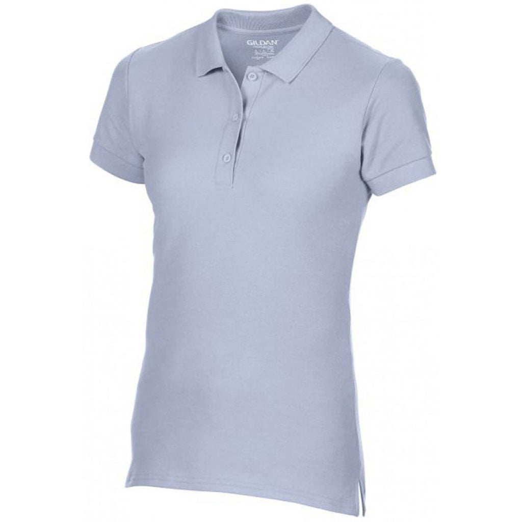 Gildan Women's Light Blue Premium Cotton Double Pique Polo Shirt