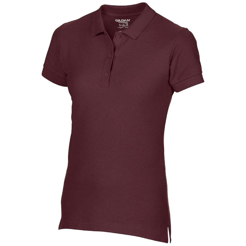 Gildan Women's Maroon Premium Cotton Double Pique Polo Shirt