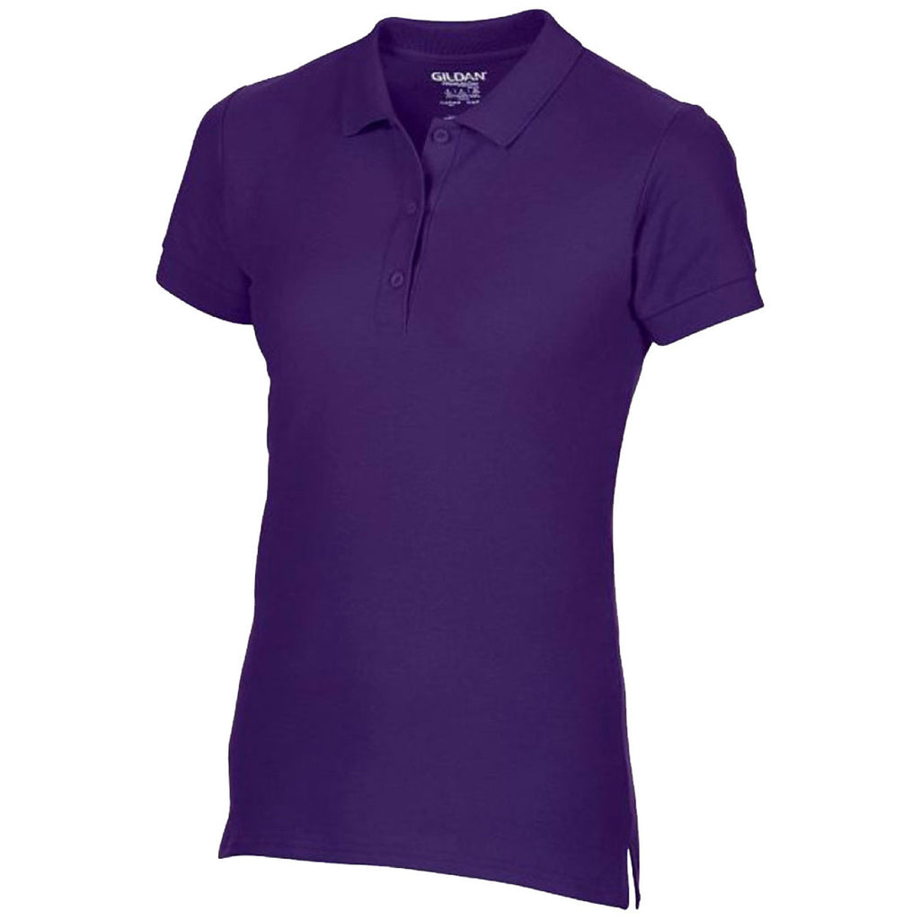 Gildan Women's Purple Premium Cotton Double Pique Polo Shirt