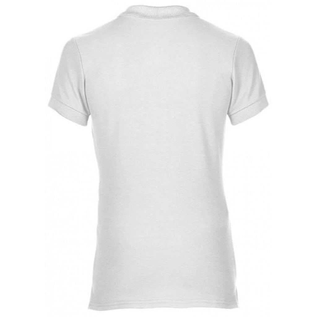 Gildan Women's White Premium Cotton Double Pique Polo Shirt