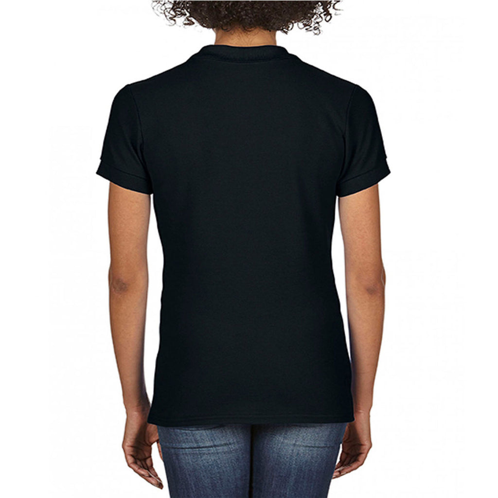 Gildan Women's Black SoftStyle Double Pique Polo Shirt