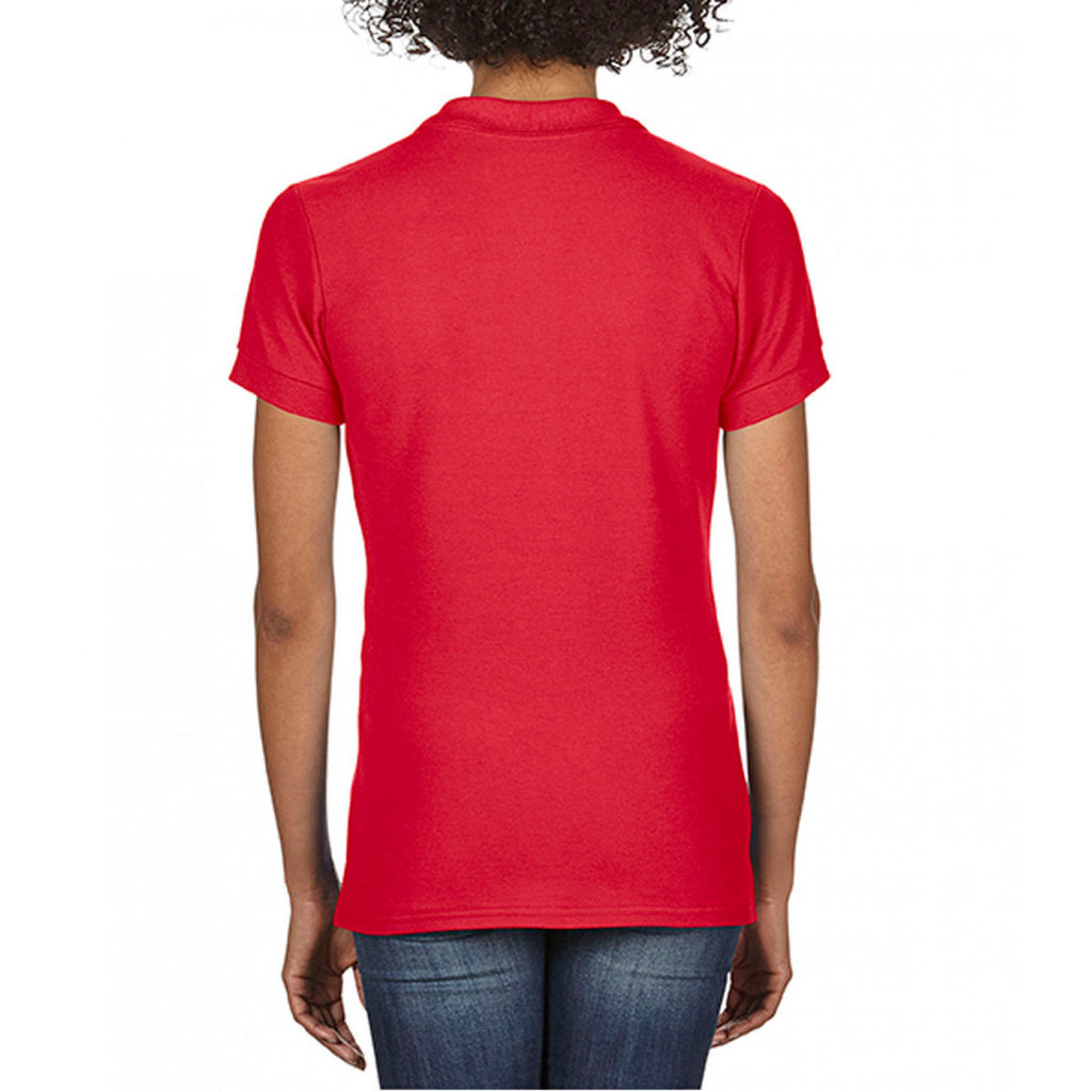 Gildan Women's Red SoftStyle Double Pique Polo Shirt