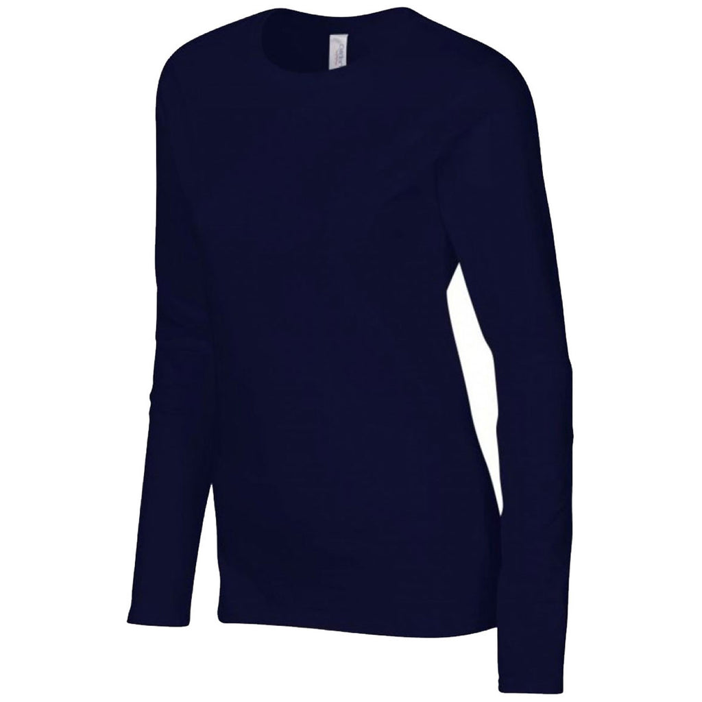 Gildan Women's Navy SoftStyle Long Sleeve T-Shirt