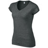 Gildan Women's Dark Heather SoftStyle V Neck T-Shirt