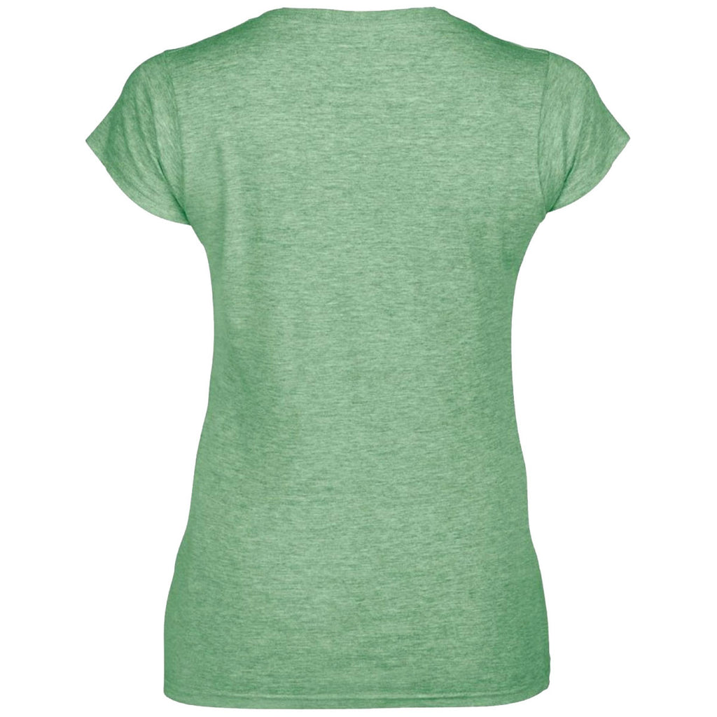 Gildan Women's Heather Irish Green SoftStyle V Neck T-Shirt