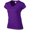 Gildan Women's Purple SoftStyle V Neck T-Shirt