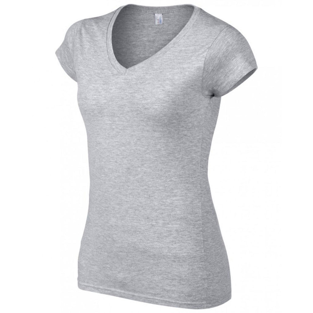 Gildan Women's Sport Grey SoftStyle V Neck T-Shirt