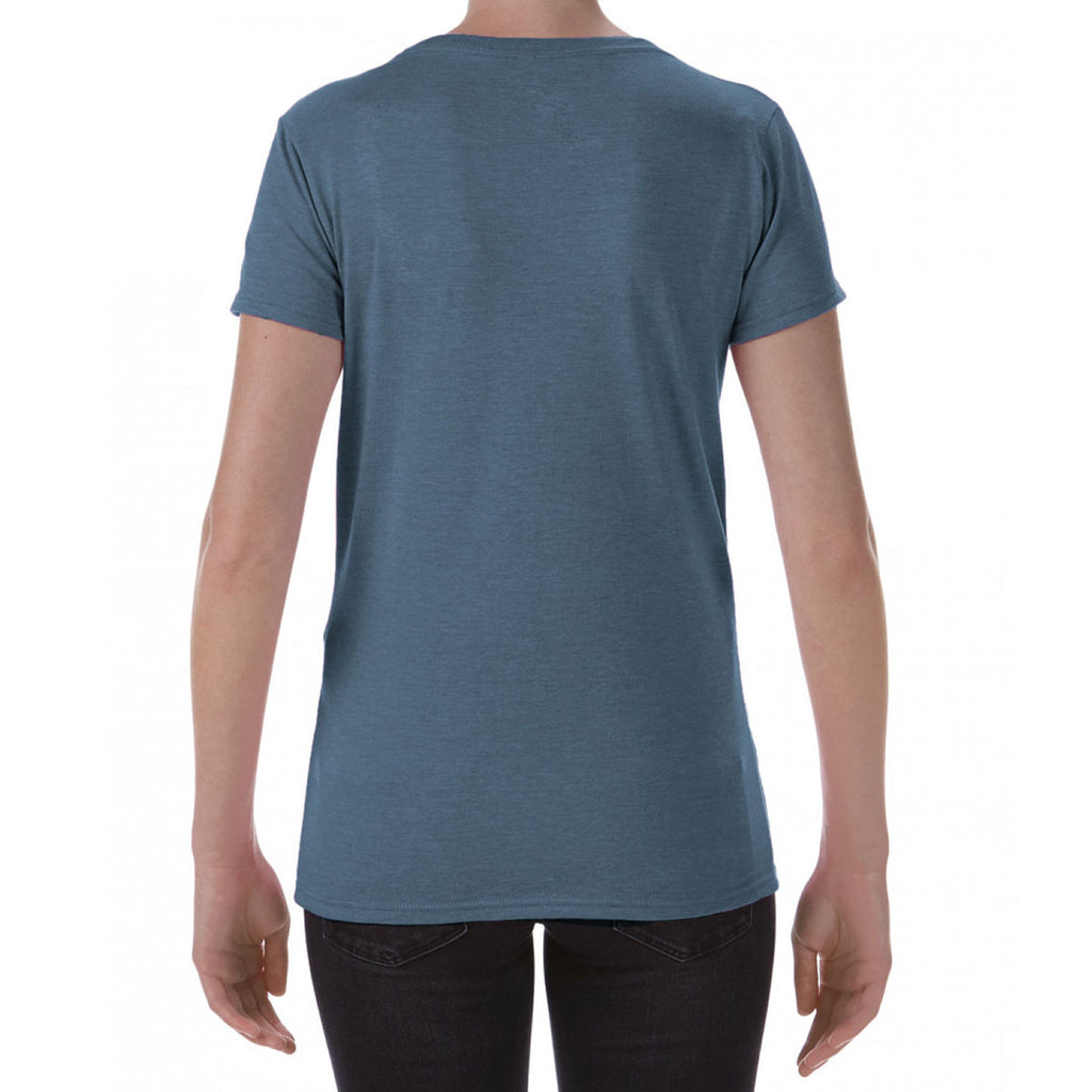 Gildan Women's Heather Navy SoftStyle Deep Scoop T-Shirt