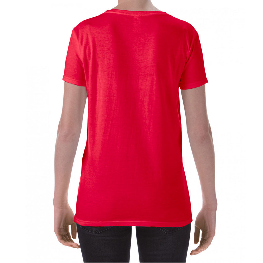 Gildan Women's Red SoftStyle Deep Scoop T-Shirt