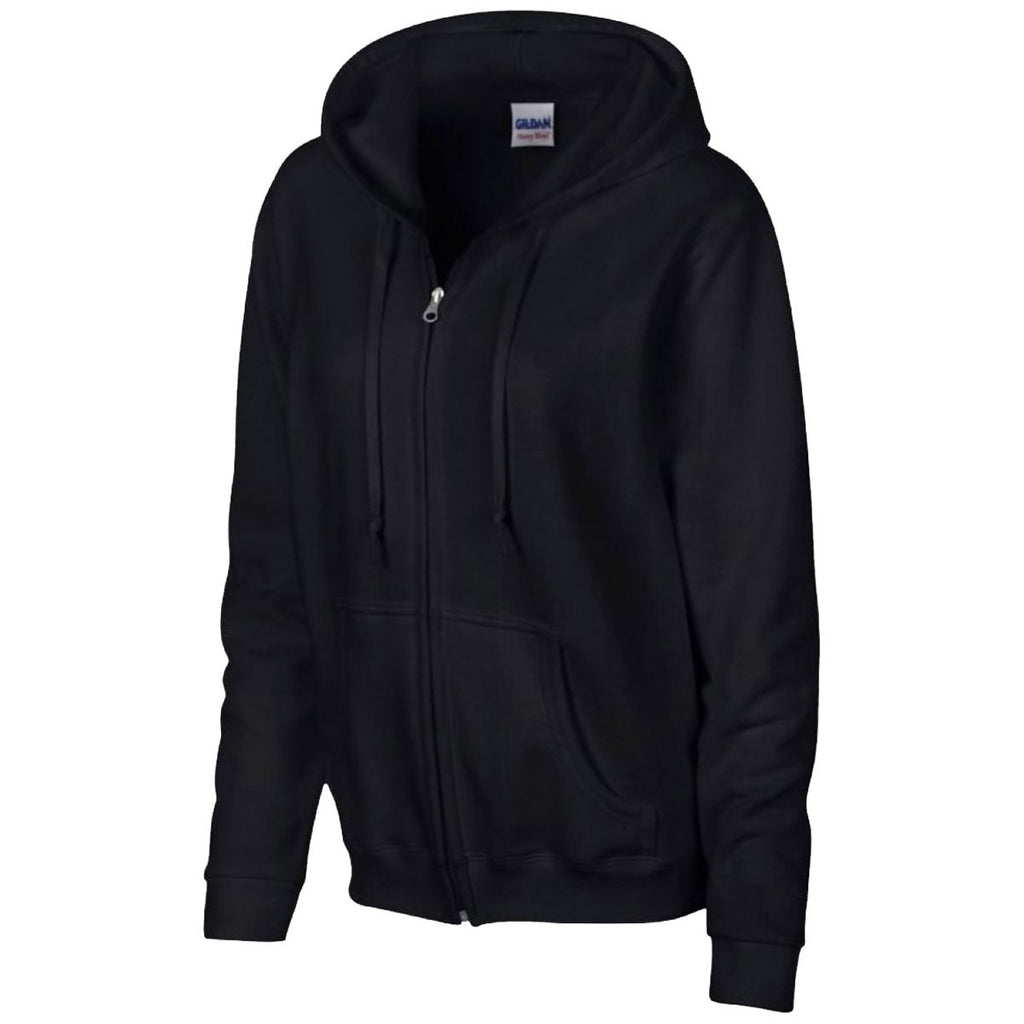 Gildan Women's Black Heavy Blend Zip Hooded Sweatshirt