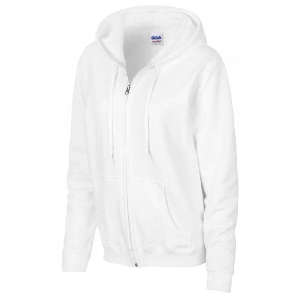 Gildan Women's White Heavy Blend Zip Hooded Sweatshirt