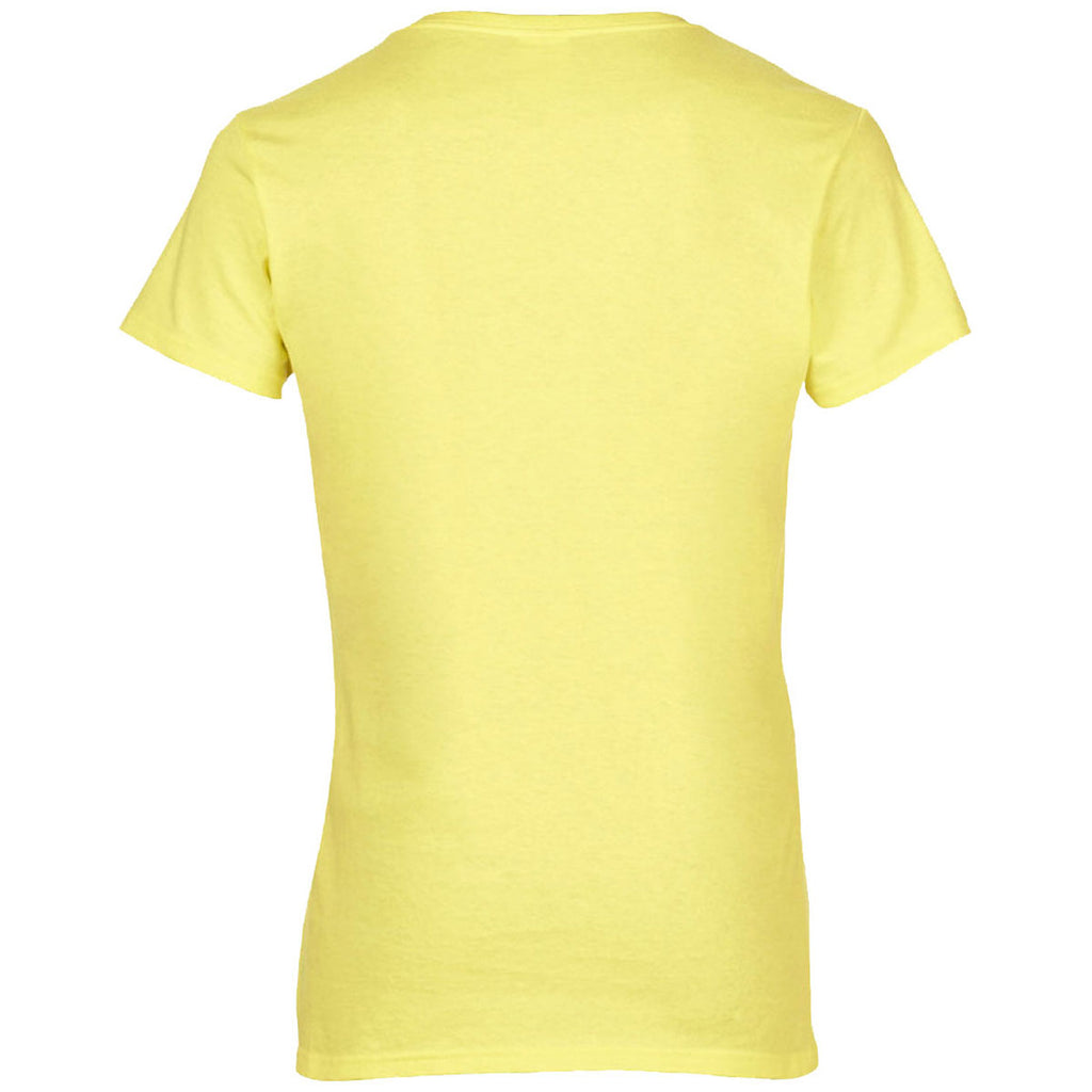Gildan Women's Cornsilk Premium Cotton V Neck T-Shirt