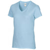 Gildan Women's Light Blue Premium Cotton V Neck T-Shirt