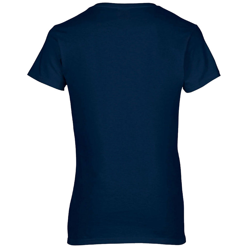 Gildan Women's Navy Premium Cotton V Neck T-Shirt