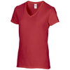 Gildan Women's Red Premium Cotton V Neck T-Shirt