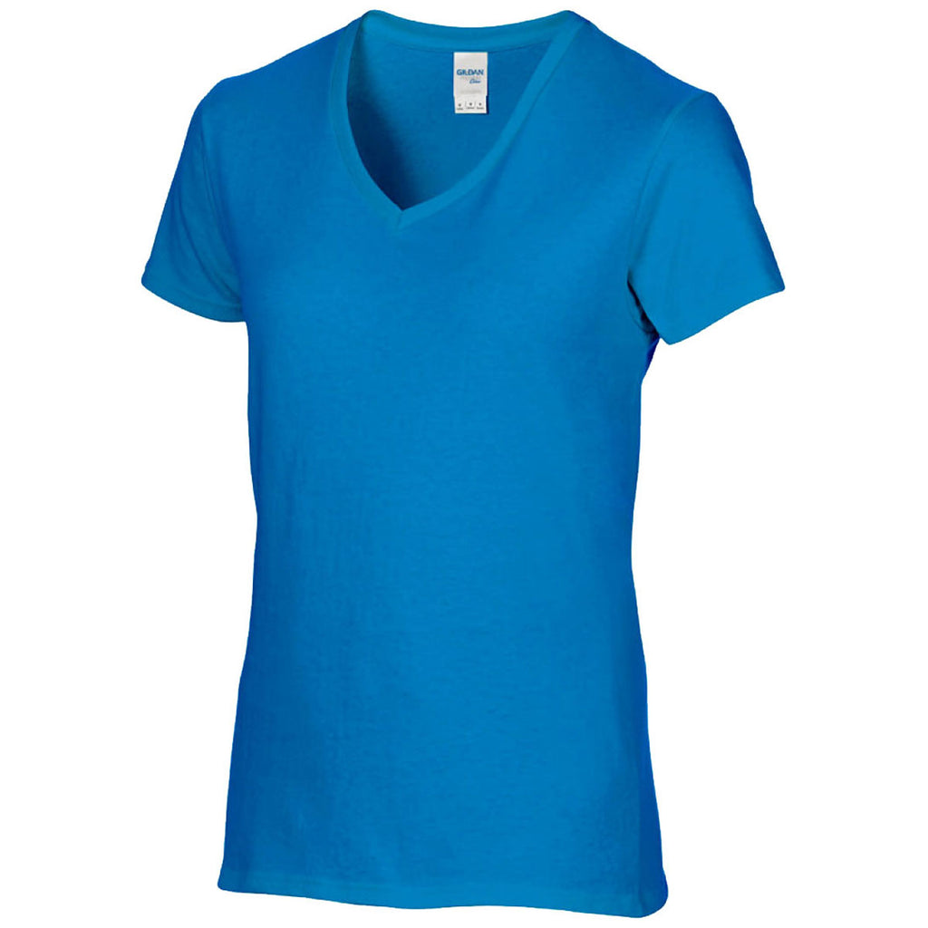 Gildan Women's Sapphire Premium Cotton V Neck T-Shirt