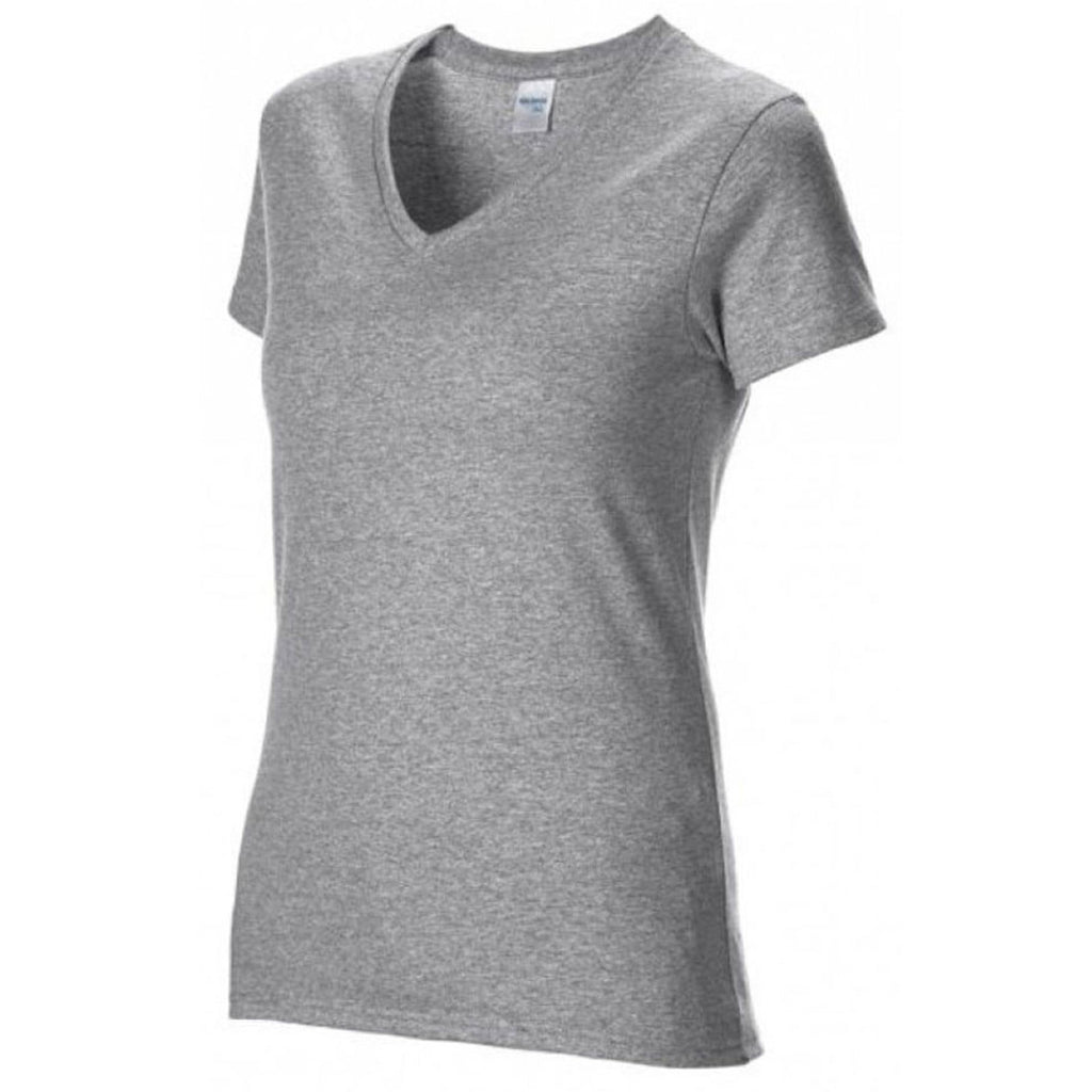 Gildan Women's Sport Grey Premium Cotton V Neck T-Shirt