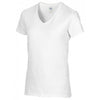 Gildan Women's White Premium Cotton V Neck T-Shirt