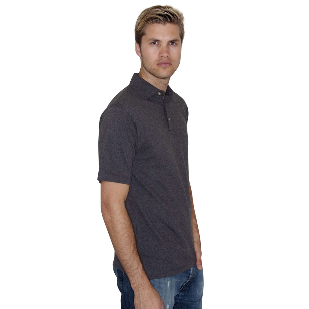 Henbury Men's Charcoal Classic Heavy Cotton Pique Polo Shirt