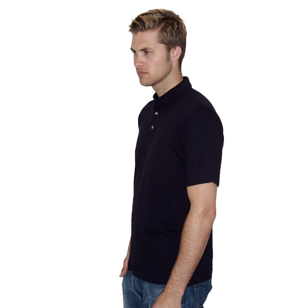 Henbury Men's Navy Classic Heavy Cotton Pique Polo Shirt