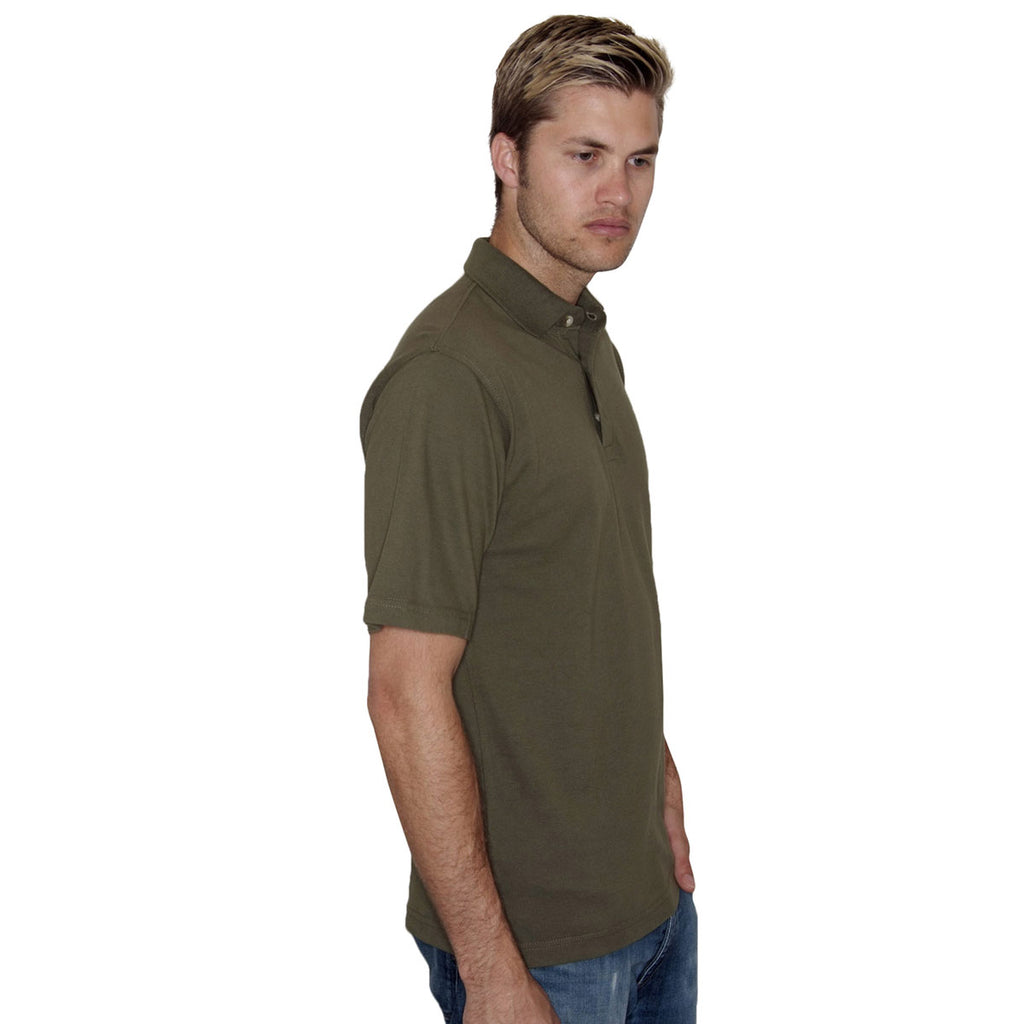 Henbury Men's Olive Classic Heavy Cotton Pique Polo Shirt