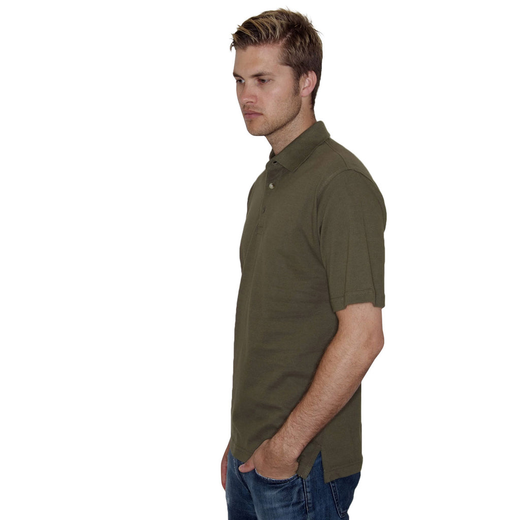 Henbury Men's Olive Classic Heavy Cotton Pique Polo Shirt